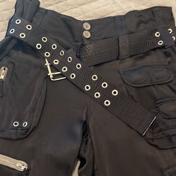 Johnny Was Marika Black Satin Cargo Pants Ankle Length Sz S - Picture 8 of 13